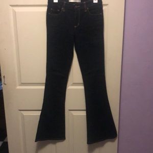 Abercrombie and Fitch flare bell bottoms dark wash 4
